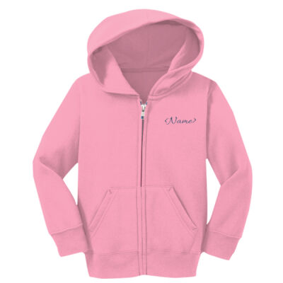 Name with Back Design - Toddler Core Fleece Full Zip Hooded Sweatshirt Thumbnail