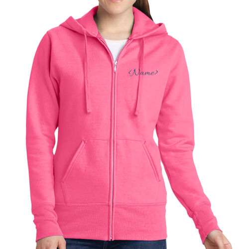Name with Back Design - Women's Core Fleece Full Zip Hooded Sweatshirt Thumbnail