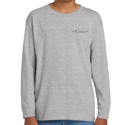 Name with Back Design - Youth Heavy Cotton 100% Cotton Long Sleeve T Shirt Thumbnail