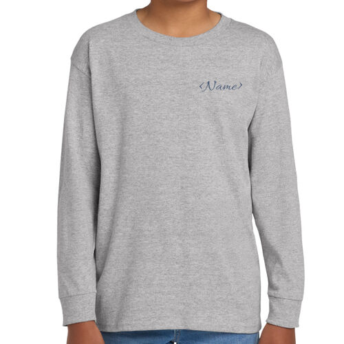 Name with Back Design - Youth Heavy Cotton 100% Cotton Long Sleeve T Shirt Thumbnail